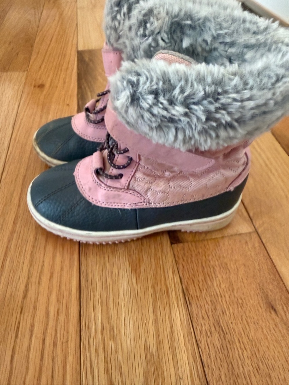Joe Fresh Pink and Gray Faux-Fur Waterproof Kids Boots